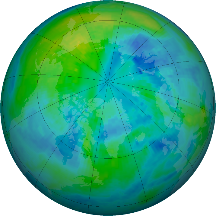 Arctic ozone map for 09 October 2003